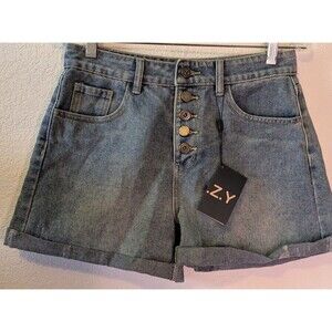 C.O.Z.Y Shorts Womens Size S Small (29") Blue Denim Button Fly New NWT(31)